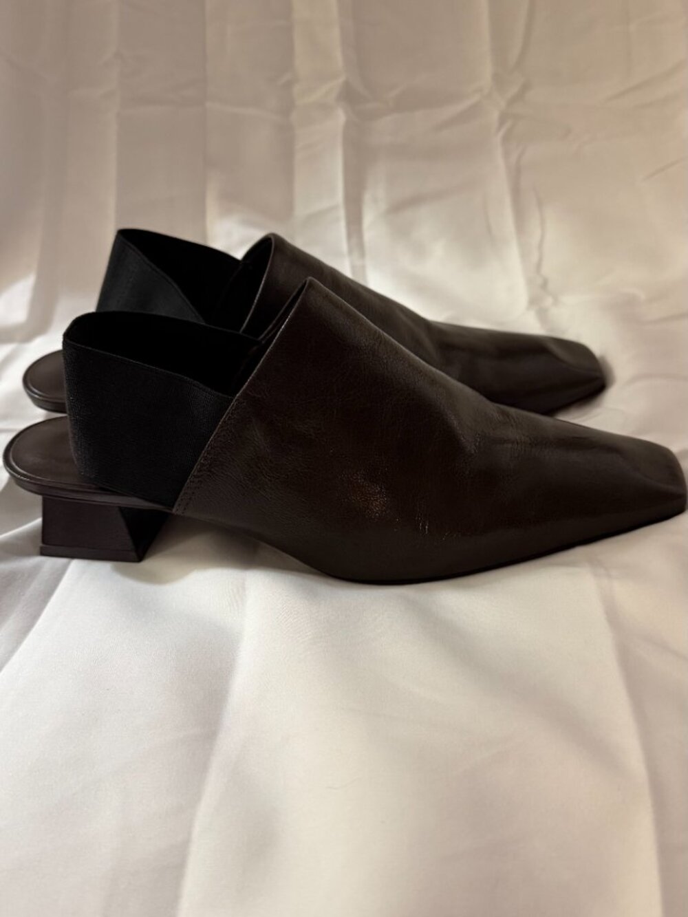 Tory Burch Square-Toe Brown Leather Slingback Mules Size 7.5 NWOT - Picture 4 of 7